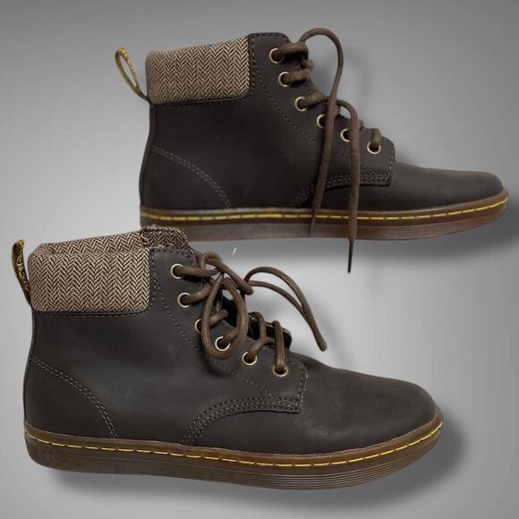 Women's Size 6  DR. MARTEN"S Maelly Brown Leather Herringbone Collar Boots EUC - Picture 7 of 9